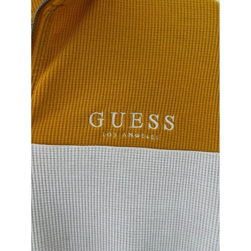 Guess Waffle Knit Quarter Zip Pullover Women XS Y2K Athleisure Streetwear